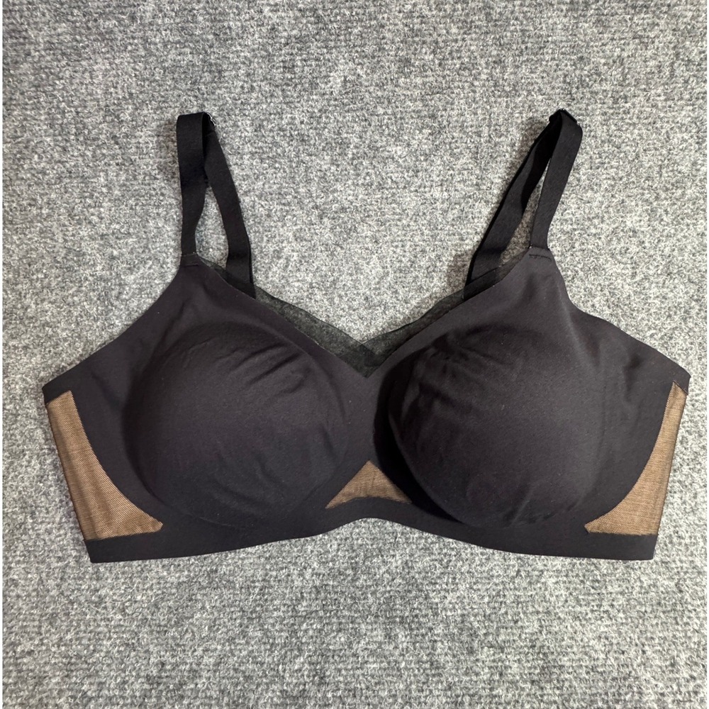 Honeylove Silhouette Bra Black Mesh Wireless Support Size Large 38B/C LWBR0302V3